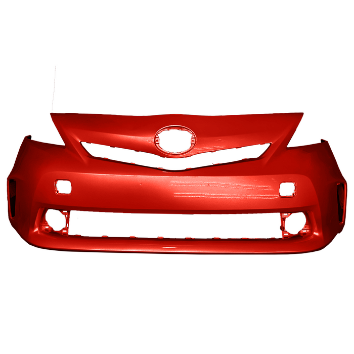 2012-2014 Toyota Prius V Front Bumper Without Headlight Washer Holes & Without Sensor Holes - TO1000388-Partify-Painted-Replacement-Body-Parts