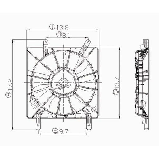 2002-2005 Acura RSX A/C Condenser Fan Assembly Includes Motor/Blade/Shroud - AC3113103-Partify-Painted-Replacement-Body-Parts