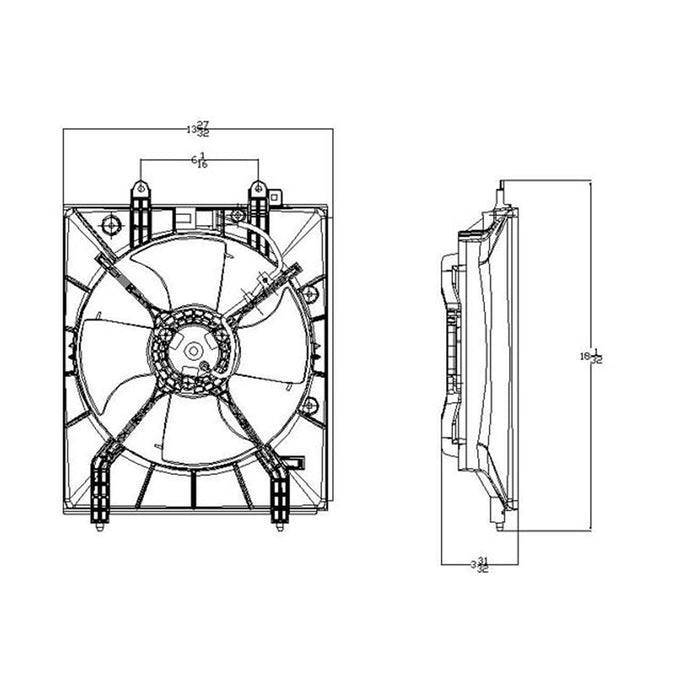 1999-2003 Acura TL Base A/C Condenser Fan Assembly Motor/Blade/Shroud Assembly - AC3113110-Partify-Painted-Replacement-Body-Parts
