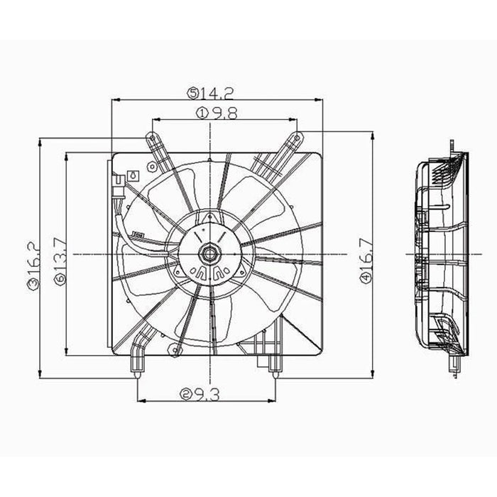 2002-2005 Acura RSX Engine Cooling Fan Assembly Includes Motor/Blade/Shroud - AC3115103-Partify-Painted-Replacement-Body-Parts