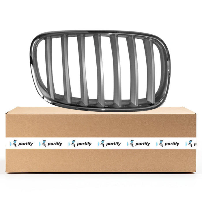 2007-2012 BMW X5/X6 4.8i/4.8i Premium/xDrive35d/xDrive48i/xDrive48i M Sport CAPA Certified Passenger Side Grille E70 Chrome-Silver Assembly 4.4L V8 - BM1200183-Partify-Painted-Replacement-Body-Parts