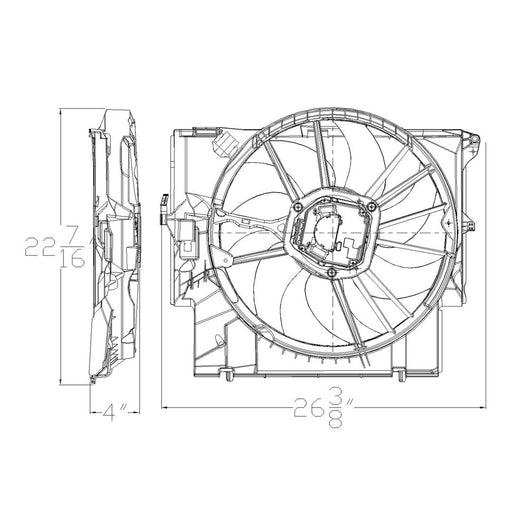 2007-2016 BMW 135i/335d/335i/335xi/M3/X1/Z4 sDrive28i/sDrive35i/sDrive35i Pure Traction/sDrive35is Engine Cooling Fan Assembly E82,E88 Turbocharged Convertible/Coupe/Sedan - BM3115116-Partify-Painted-Replacement-Body-Parts