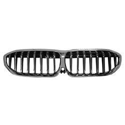 2019-2022 BMW 330I/330E Sedan Grille Bright Black With Chrome Frame Use With Camera/Luxury Line Without M-Package - BM1200303-Partify-Painted-Replacement-Body-Parts