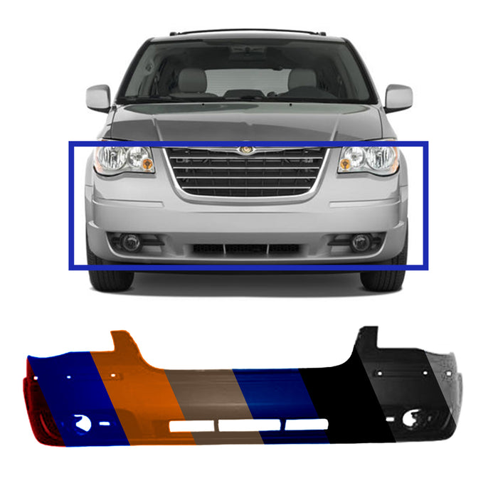 2008-2010 Chrysler Town & Country Front Bumper W/O Headlamp Washer W/Bright Insert - CH1000929-Partify-Painted-Replacement-Body-Parts