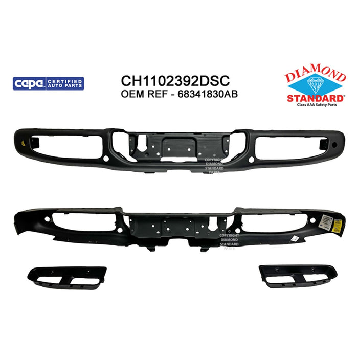 2020-2024 Jeep Gladiator Rear Bumper Face Bar W/Parking Sensors - CH1102392-Partify-Painted-Replacement-Body-Parts