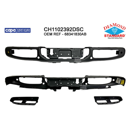 2020-2024 Jeep Gladiator Rear Bumper Face Bar W/Parking Sensors - CH1102392-Partify-Painted-Replacement-Body-Parts