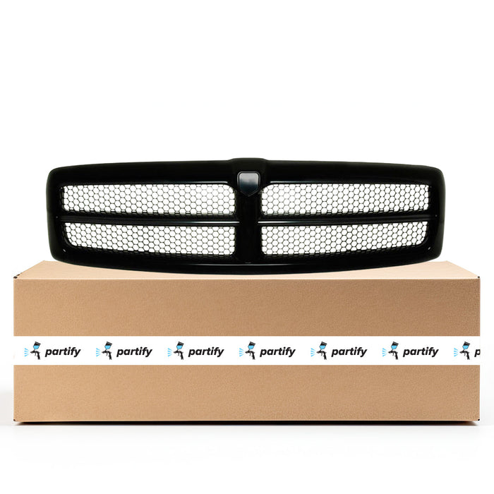 1999-2002 Dodge Ram 1500/2500/3500 CAPA Certified Grille Black Early Design Assembly - CH1200245-Partify-Painted-Replacement-Body-Parts