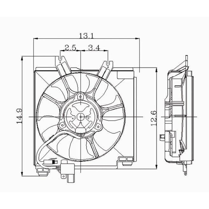 1995-1999 Dodge Neon/Plymouth Neon A/C Condenser Fan Assembly Electric Fan Assembly W/A/C Right Side - CH3113101-Partify-Painted-Replacement-Body-Parts