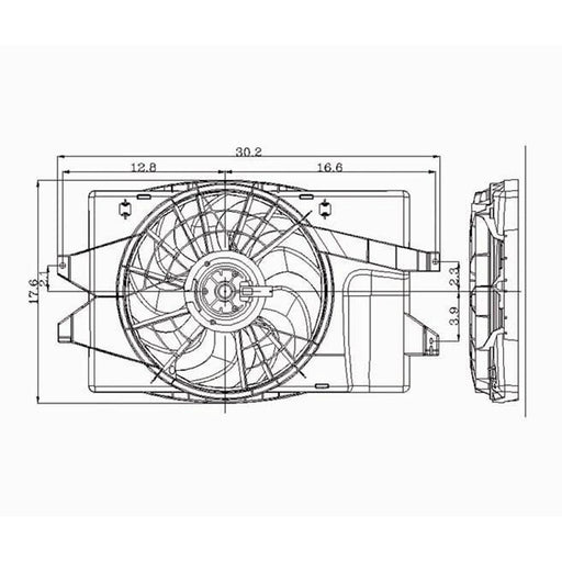 1993-1995 Chrysler Town & Country/Dodge Caravan/Plymouth Voyager Engine Cooling Fan Assembly Electric Fan Assembly - CH3115102-Partify-Painted-Replacement-Body-Parts