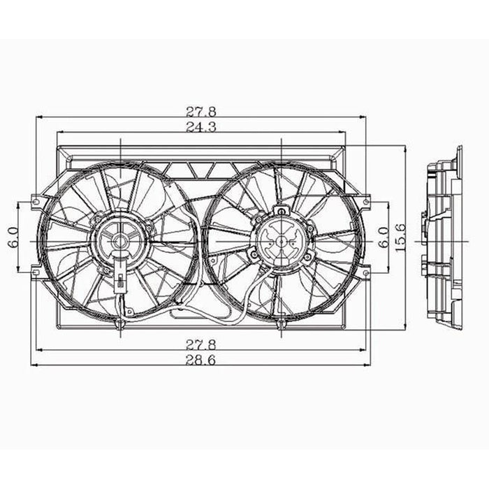 1995-2000 Chrysler Cirrus/Dodge Stratus Engine Cooling Fan Assembly Dual Fan Assembly Stamped 4595782 Or 4662598 2.5L V6 - CH3115112-Partify-Painted-Replacement-Body-Parts