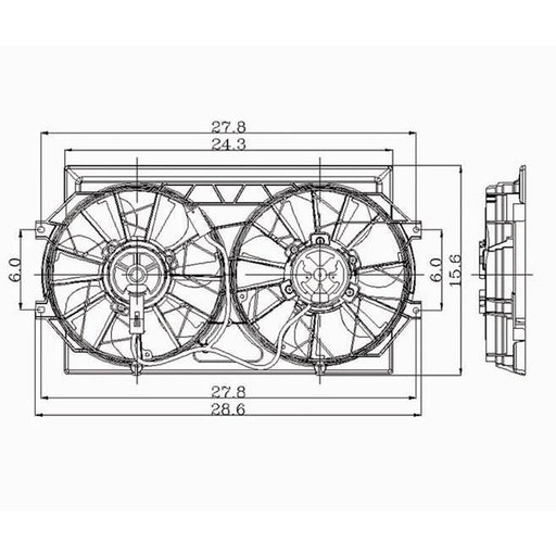 1995-2000 Chrysler Cirrus/Dodge Stratus Engine Cooling Fan Assembly Dual Fan Assembly Stamped 4595782 Or 4662598 2.5L V6 - CH3115112-Partify-Painted-Replacement-Body-Parts