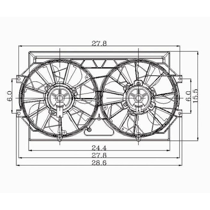 1995-2000 Chrysler Cirrus/Dodge Stratus/Plymouth Breeze Engine Cooling Fan Assembly Dual Fan Assembly 2.4L L4/2L L4 - CH3115113-Partify-Painted-Replacement-Body-Parts