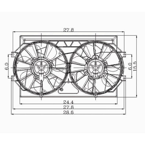 1995-2000 Chrysler Cirrus/Dodge Stratus/Plymouth Breeze Engine Cooling Fan Assembly Dual Fan Assembly 2.4L L4/2L L4 - CH3115113-Partify-Painted-Replacement-Body-Parts