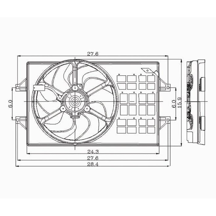 1996-1998 Chrysler Sebring Engine Cooling Fan Assembly Motor/Blade/Shroud Assembly Convertible - CH3115121-Partify-Painted-Replacement-Body-Parts