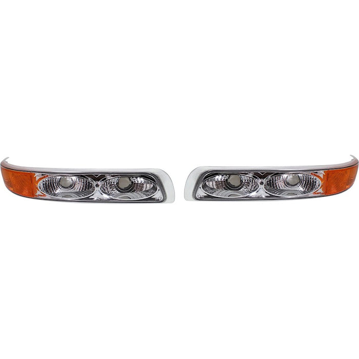 1999-2007 Cadillac Escalade/Chevrolet Silverado 1500/Silverado 1500 Classic/Tahoe/GMC Yukon XL 1500 Parking Light Set Type 1 Chrome Twin Eyes - GM2522126-Partify-Painted-Replacement-Body-Parts