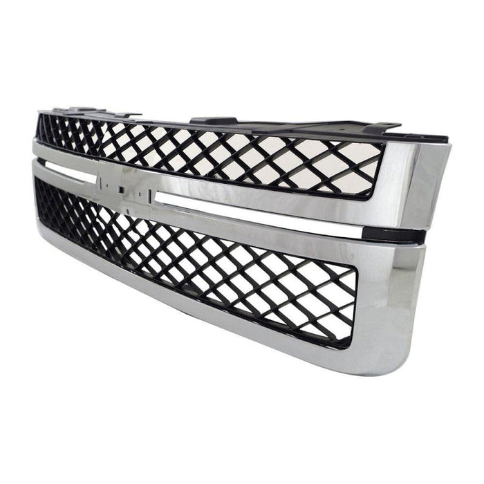 2011-2014 Chevrolet Silverado 2500/3500 Grille Matte Dark Gray With Chrome Moulding - GM1200639-Partify-Painted-Replacement-Body-Parts