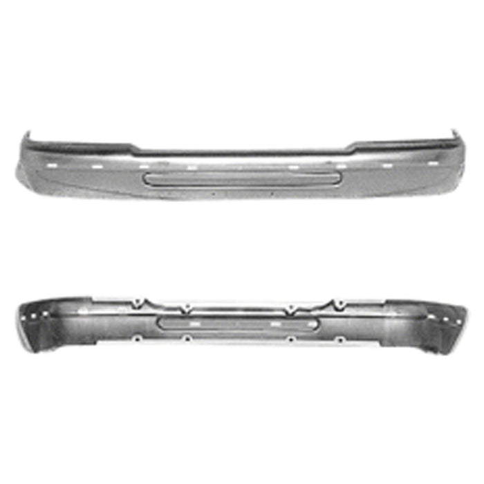 1993-1997 Ford Ranger Front Bumper Face Bar W/Impact Strip Holes Chrome - FO1002244-Partify-Painted-Replacement-Body-Parts