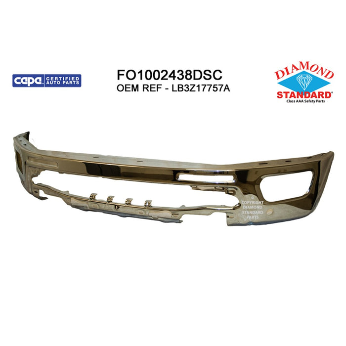 2019-2023 Ford Ranger Front Bumper Face Bar W/Park Distance Sensors Chrome - FO1002438-Partify-Painted-Replacement-Body-Parts