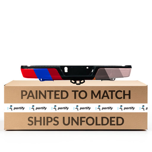 2015-2020 Ford F-150 Rear Bumper Assembly Without Sensor Holes & With Tow Hitch Included - FO1103186-Partify-Painted-Replacement-Body-Parts