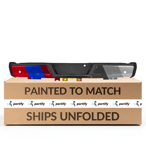2015-2020 Ford F-150 Rear Bumper Assembly With Sensor Holes & Without Tow Hitch Included - FO1103194-Partify-Painted-Replacement-Body-Parts