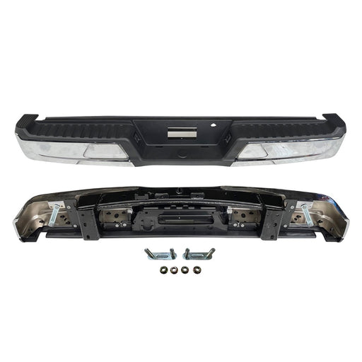 2021-2024 Ford F-150 Rear Bumper Assembly W/O Towing Pkg W/O Parking Aid W/Lamps Chrome - FO1103241-Partify-Painted-Replacement-Body-Parts