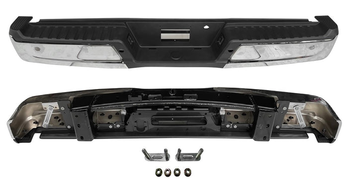 2021-2024 Ford F-150 Rear Bumper Assembly W/O Towing Pkg W/Parking Aid W/O Active Park W/Lamps Chrome - FO1103242-Partify-Painted-Replacement-Body-Parts