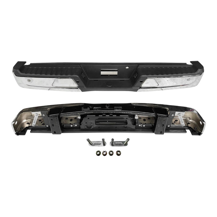 2021-2024 Ford F-150 Rear Bumper Assembly W/O Towing Pkg W/Parking Aid W/Active Park W/Lamps Chrome - FO1103243-Partify-Painted-Replacement-Body-Parts