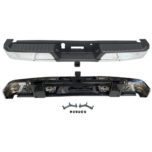 2021-2024 Ford F-150 Rear Bumper Assembly W/Towing Pkg W/Med/Hvy Duty W/O Parking Aid W/Lamps Chrome - FO1103247-Partify-Painted-Replacement-Body-Parts