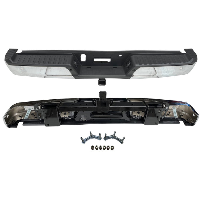 2021-2024 Ford F-150 Rear Bumper Assembly W/Med/Hvy Tow W/Parking Aid W/Active Park W/Lamps Chrome - FO1103249-Partify-Painted-Replacement-Body-Parts