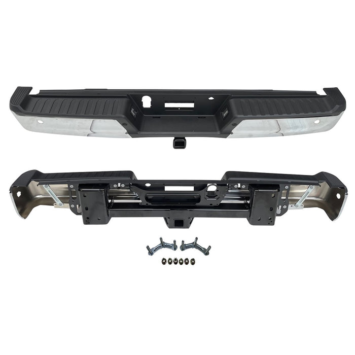 2021-2024 Ford F-150 Rear Bumper Assembly W/Max Towing W/Parking Aid W/Active Park W/Lamps Chrome - FO1103255-Partify-Painted-Replacement-Body-Parts