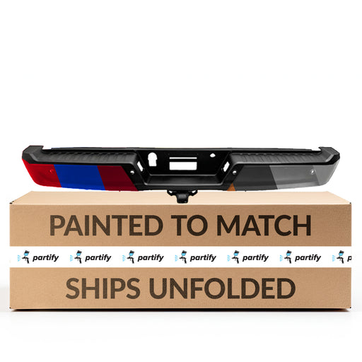 2021-2023 Ford F-150 Rear Bumper Assembly W/Med/Hvy Tow W/Parking Aid W/O Active Park W/Sen Ret - FO1103286-Partify-Painted-Replacement-Body-Parts