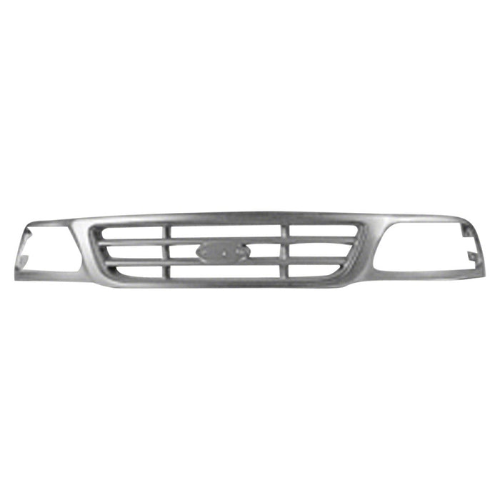 1999-2004 Ford F-150/F-150 Heritage Austera/Base/Harley-Davidson Edition/King Ranch/Lariat/Lightning/XL/XLT Grille W/Bright Frame W/Argent Cross-Bar Design Assembly - FO1200371-Partify-Painted-Replacement-Body-Parts