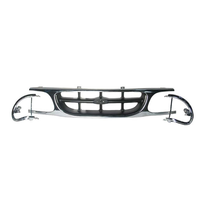 1995-2001 Ford Explorer Eddie Bauer/XL/XL Fleet/XLT Grille Chrome/Black W/Extensions Assembly - FO1200374-Partify-Painted-Replacement-Body-Parts