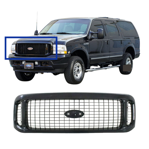 2000-2004 Ford Excursion CAPA Certified Grille Black Assembly - FO1200449-Partify-Painted-Replacement-Body-Parts