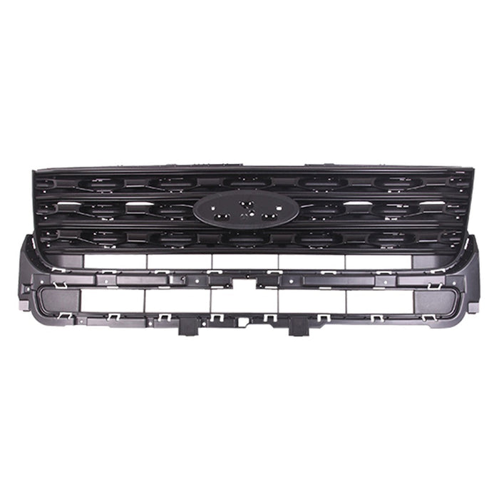2016-2017 Ford Explorer Sport Grille Absolute Black Assembly - FO1200580-Partify-Painted-Replacement-Body-Parts
