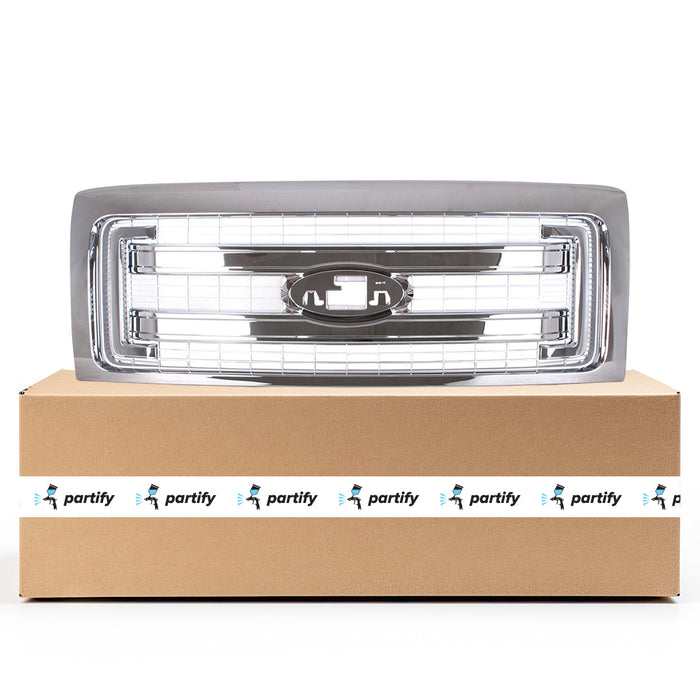 2013-2014 Ford F-150 XLT CAPA Certified Grille W/Chrome Pkg Assembly - FO1200630-Partify-Painted-Replacement-Body-Parts