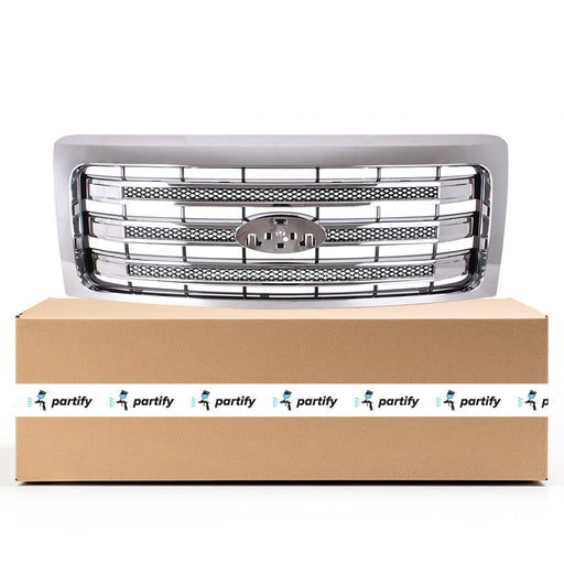 2013-2014 Ford F-150 Lariat CAPA Certified Grille W/O Chrome Pkg Assembly - FO1200637-Partify-Painted-Replacement-Body-Parts
