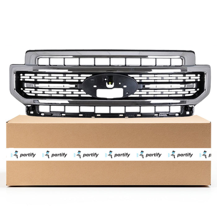 2020-2022 Ford F-250 Super Duty/F-350 Super Duty Lariat CAPA Certified Grille W/O Sport Pkg Standard Equipment W/Chrome Moulding Assembly - FO1200701-Partify-Painted-Replacement-Body-Parts
