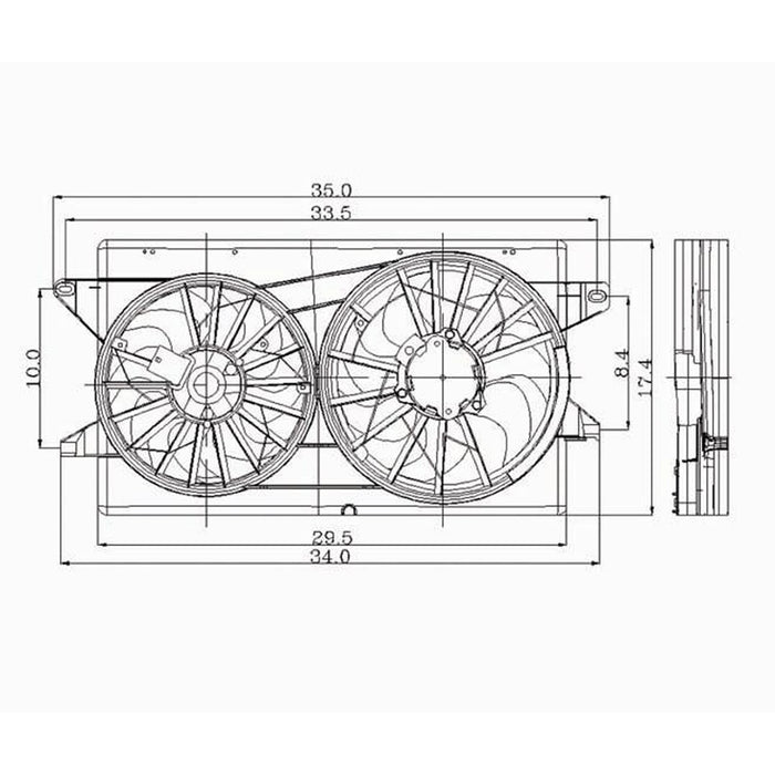 1999-2003 Ford Windstar Engine Cooling Fan Assembly Dual Fan Assembly - FO3115111-Partify-Painted-Replacement-Body-Parts
