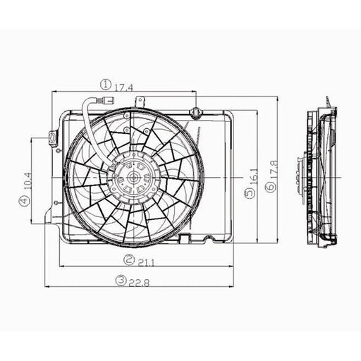1992-1995 Ford Taurus GL/LX/SE/Mercury Sable GS/LS Engine Cooling Fan Assembly Electric Fan Assembly 3.8L V6 - FO3115114-Partify-Painted-Replacement-Body-Parts