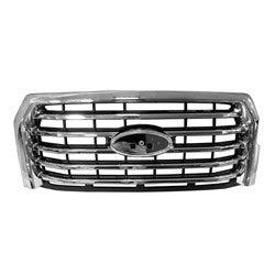 2015-2017 Ford Pickup F150 Grille Chrome 5 Bar Style Without Camera - FO1200582-Partify-Painted-Replacement-Body-Parts