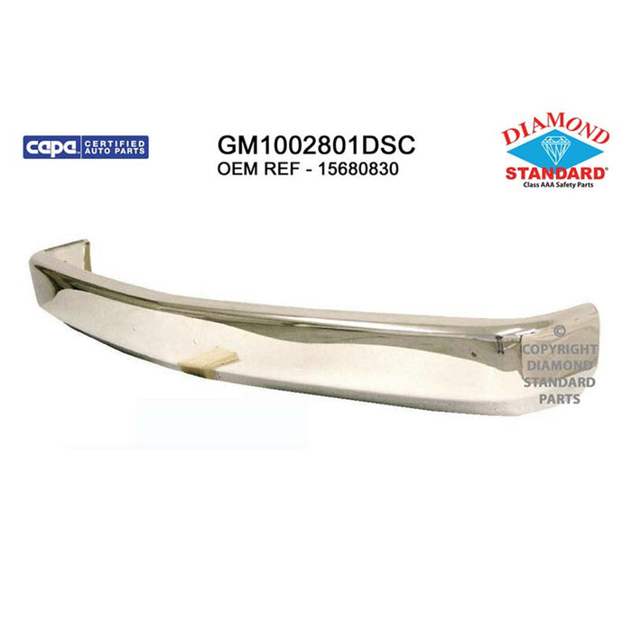 1988-2000 GMC C1500/C1500 Suburban/C2500/C2500 Suburban/C3500/K1500/K1500 Suburban/K2500/K2500 Suburban/K3500/Yukon Base/GT/SL/SLE/SLT/Sport/Chevrolet Blazer/C1500/C1500 Suburban/C2500/C2500 Suburban/C3500/K1500/K1500 Suburban/K2500/K2500 Suburban/K3500/R20/Tahoe Z71 Front Bumper Face Bar W/License Holes W/O Impact Strip Or Guards Bright - GM1002801-Partify-Painted-Replacement-Body-Parts