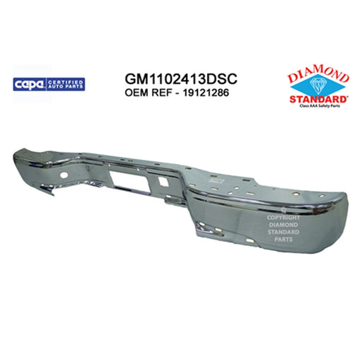 1999-2006 Chevrolet Avalanche 1500/2500/Silverado 1500/Silverado 2500/Silverado 3500/Suburban 1500/Suburban 2500/Tahoe/GMC Sierra 1500/Sierra 2500/Sierra 3500/Yukon/Yukon XL 1500/Yukon XL 2500 SL/SLE/SLT Rear Bumper Face Bar Chrome - GM1102413-Partify-Painted-Replacement-Body-Parts