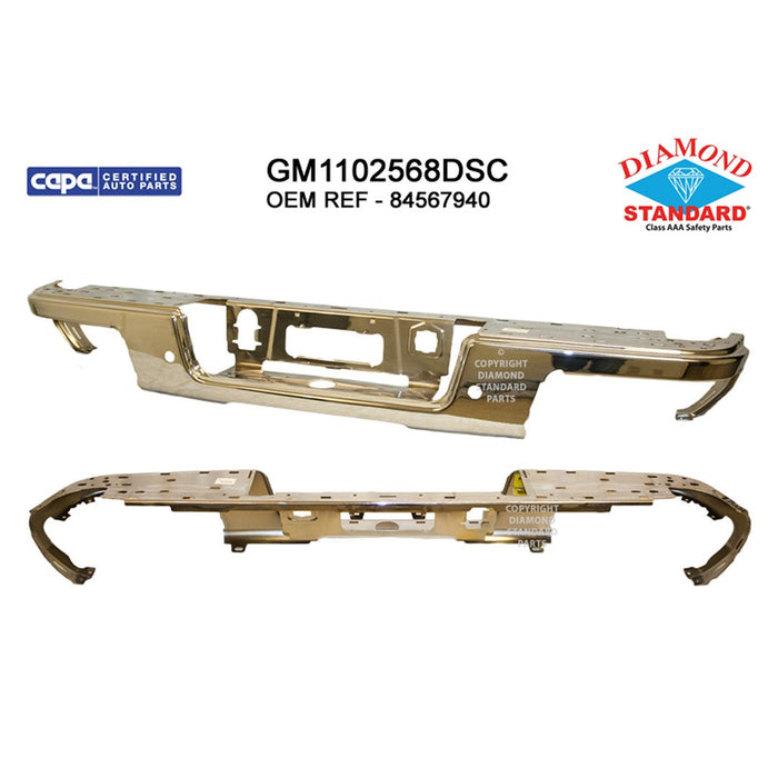 2019-2022 GMC Canyon/Chevrolet Colorado Rear Bumper Face Bar W/Parking Sensors Chrome - GM1102568-Partify-Painted-Replacement-Body-Parts