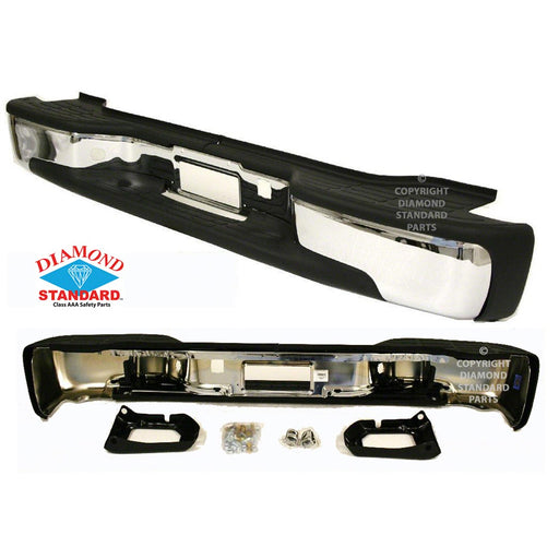 1995-2004 Chevrolet Suburban 1500/2500/Tahoe Base/Limited/LS/LT/GMC Yukon/Yukon XL 1500 SLE/SLT Rear Bumper Assembly Includes Pads/Brackets/Hardware/Lic. Lamp Bright - GM1103103-Partify-Painted-Replacement-Body-Parts