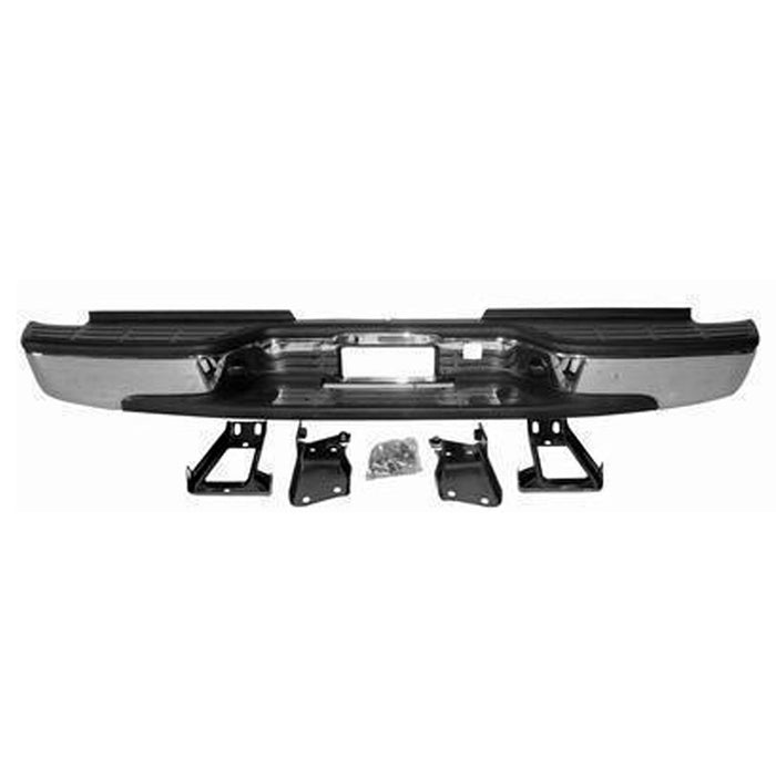 2001-2007 Chevrolet Silverado 2500/2500 Classic/3500/3500 Classic/GMC Sierra 2500/Sierra 2500 Classic/Sierra 3500/Sierra 3500 Classic Rear Bumper Assembly Step Bumper Bright W/Brackets/Pads/Lamps - GM1103129-Partify-Painted-Replacement-Body-Parts