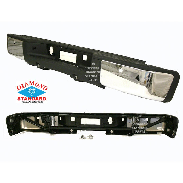 2007-2013 Chevrolet Silverado 1500 Hybrid/GMC Sierra 1500 Hybrid Rear Bumper Assembly W/Rear Object Sensors W/O Sensor Components Chrome - GM1103148-Partify-Painted-Replacement-Body-Parts