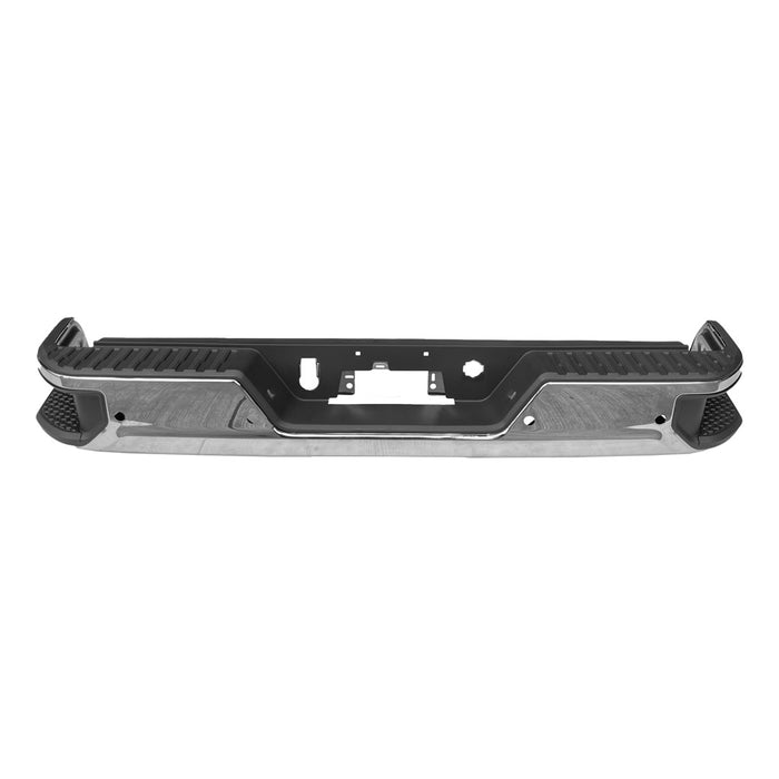 2019-2024 Chevrolet Silverado 1500/1500 LTD/GMC Sierra 1500/Sierra 1500 Limited Rear Bumper Assembly Single Exh W/Blind Spot Module Chrome - GM1103216-Partify-Painted-Replacement-Body-Parts