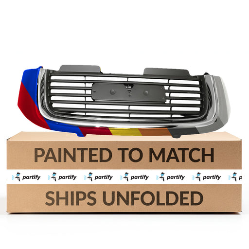 2002-2004 GMC Envoy SLE/SLT Grille W/Washer Nozzle Holes Bright Assembly - GM1200488-Partify-Painted-Replacement-Body-Parts