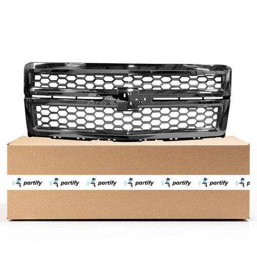 2014-2018 Chevrolet Silverado 1500 LS/LT/LTZ/WT CAPA Certified Grille W/Rally Pkg W/O Z71 Pkg Chrome Mesh/Chrome Surround Assembly - GM1200712C-Partify-Painted-Replacement-Body-Parts
